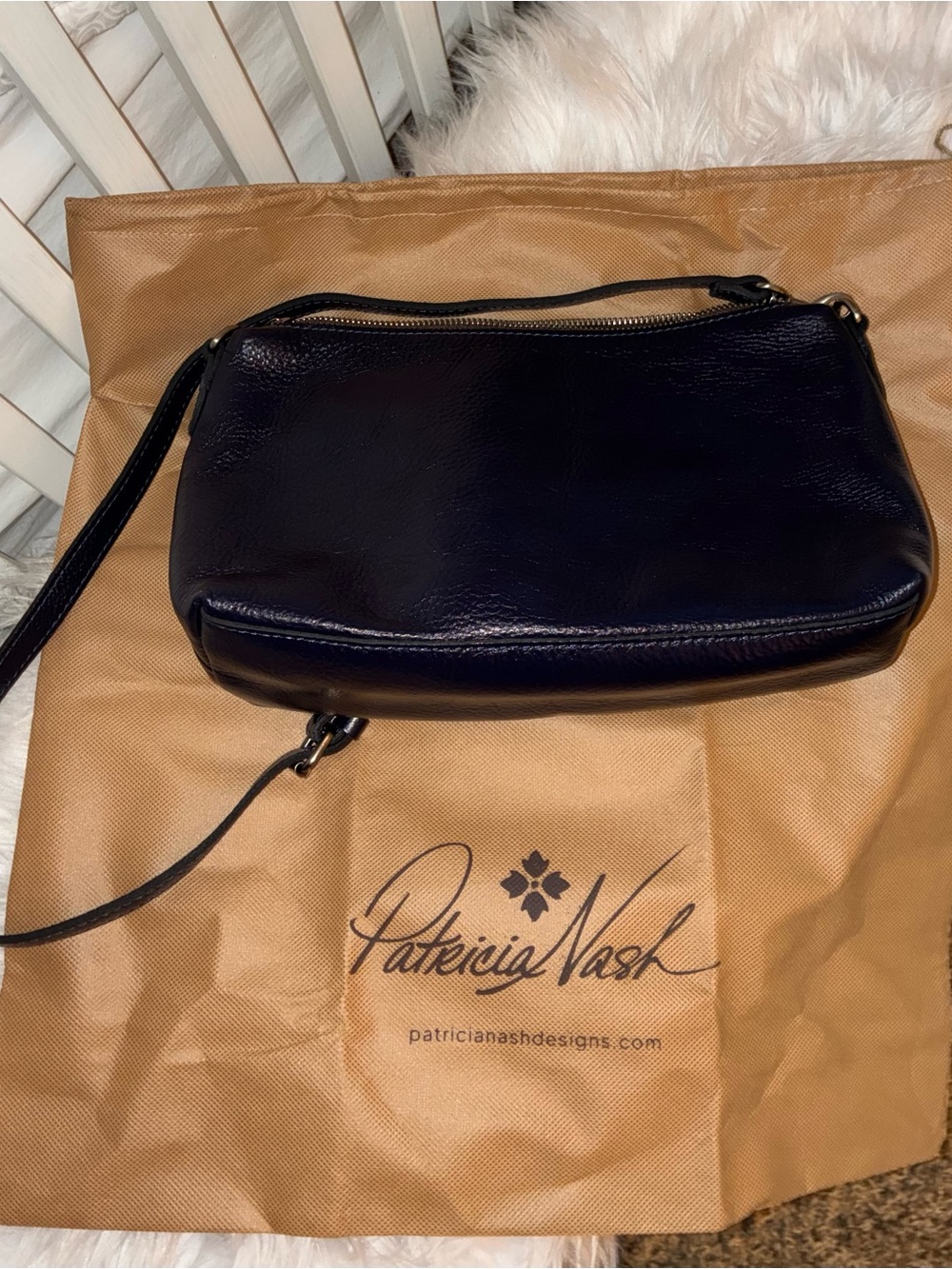 Like New Patricia Nash Classic Navy Leather Cross body Bag - Picture 16 of 16